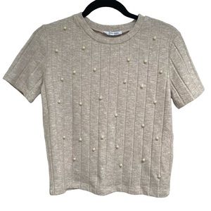Zara pearl embellished knit top